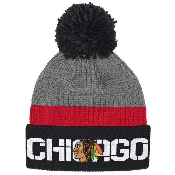 Chicago Blackhawks Youth Center Ice Cuffed Knit Hat with Pom