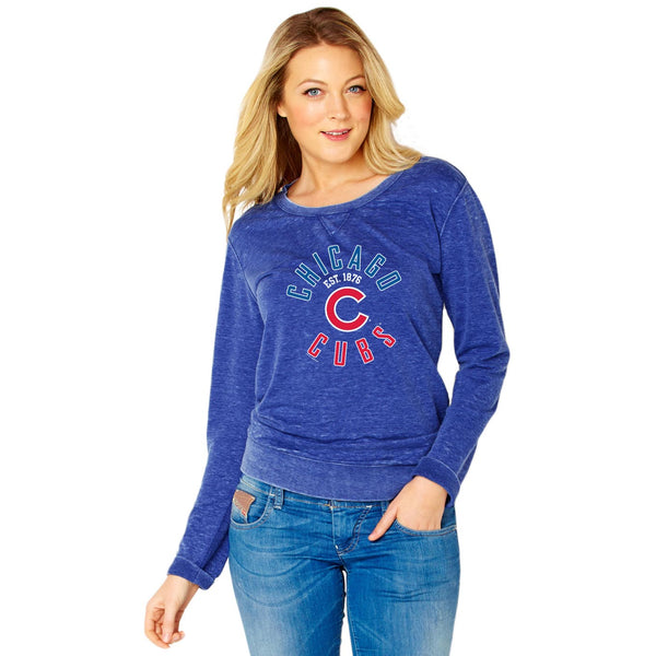 Chicago Cubs Ladies French Terry Crew Long Sleeve T-Shirt