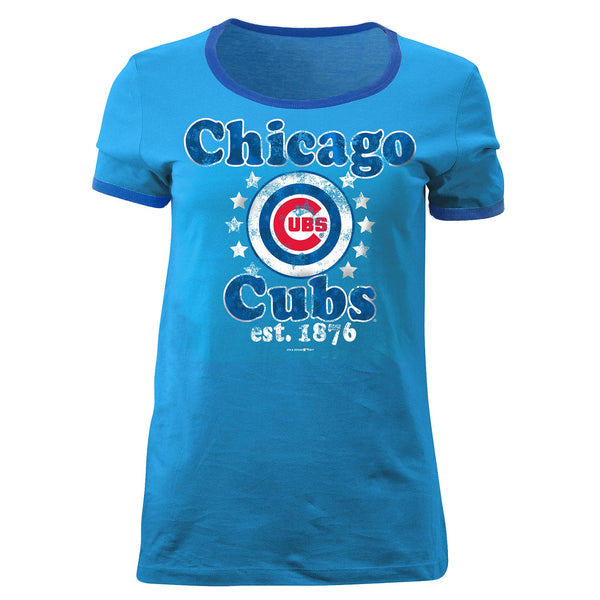 Chicago Cubs Ladies Retro Script Ringer T-Shirt