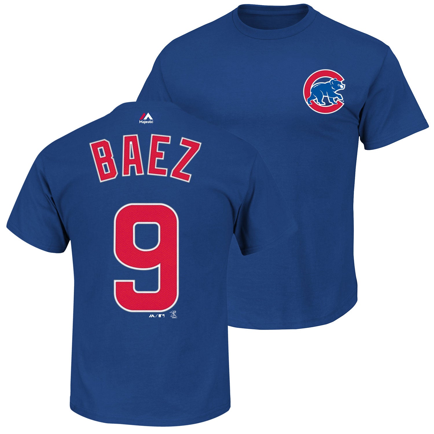 Women's Chicago Cubs Javier Baez Majestic Royal Name and Number T-Shirt