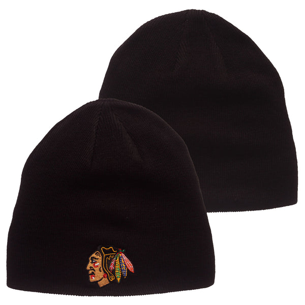 Chicago Blackhawks Black Basic Skull Knit Hat