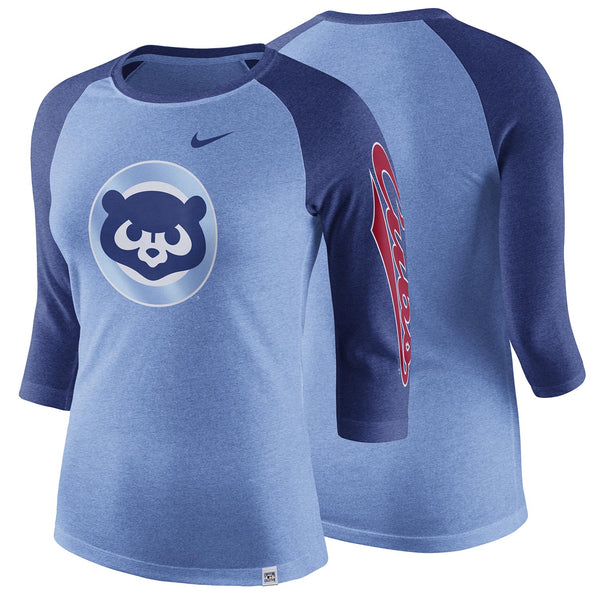 Chicago Cubs Women's Nike Cooperstown Tri-Blend 3/4-Sleeve Raglan T-Shirt