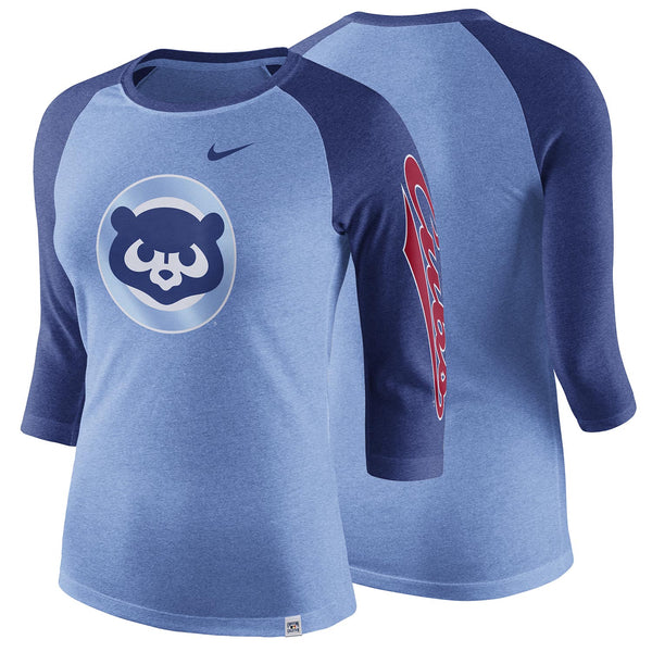 Chicago Cubs Ladies Nike Cooperstown Tri-Blend 3/4-Sleeve Raglan T-Shirt