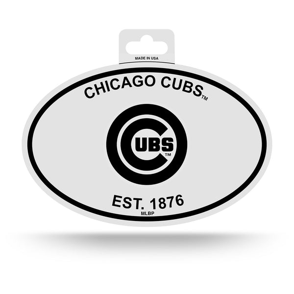 Chicago Cubs Black and White Established Oval Die-Cut Sticker