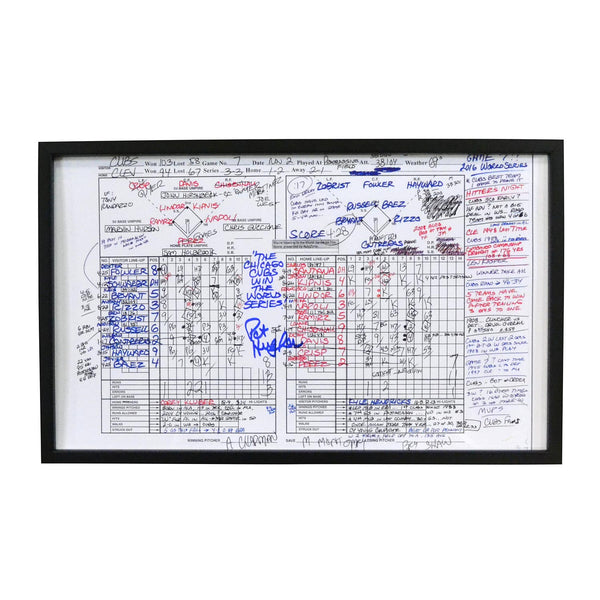 Pat Hughes 2016 World Series Game 7 Autographed Framed Scorecard