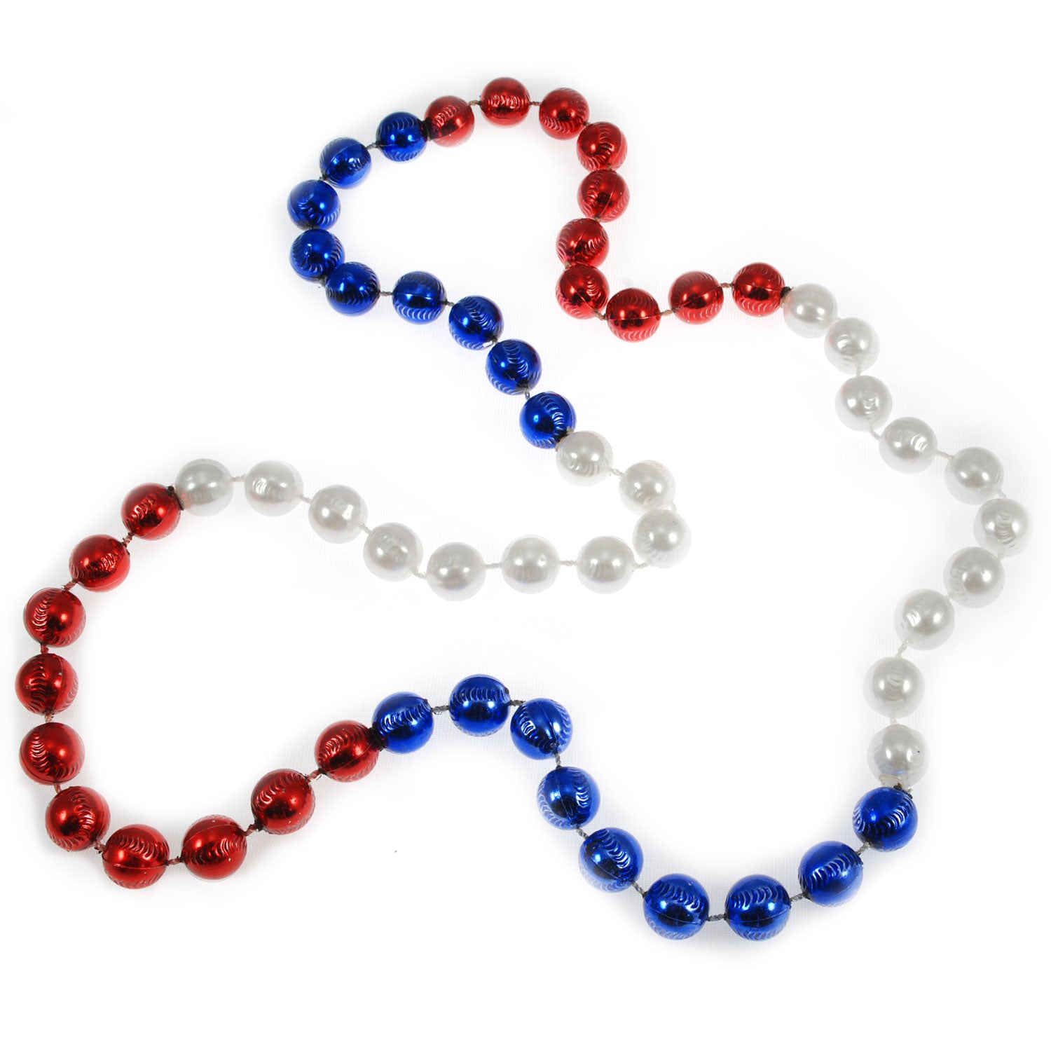 Baseball Beads Strung on a Patriotic Red, White & Blue Necklaces from Beads  by the Dozen